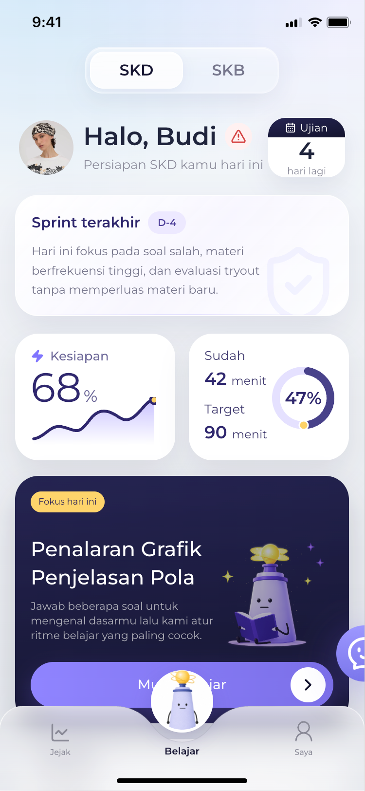 Beranda PassrCPNS dengan rekomendasi belajar hari ini