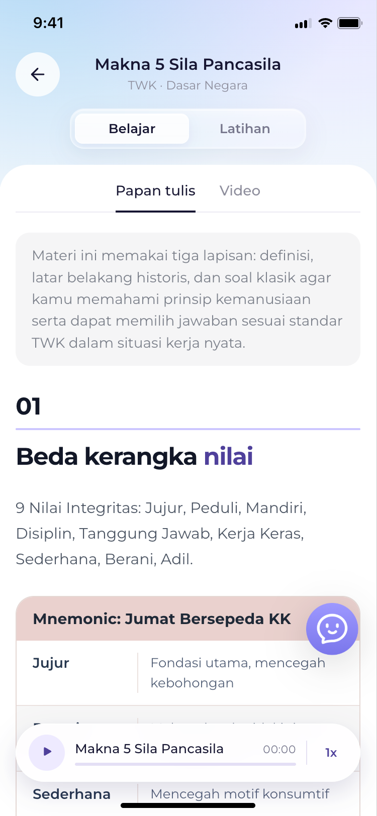 Halaman materi dan latihan PassrCPNS